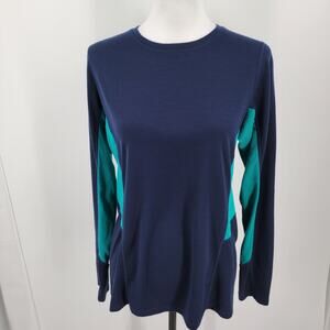 Ibex Top Womens Large Blue Merino Wool Base Layer Pullover